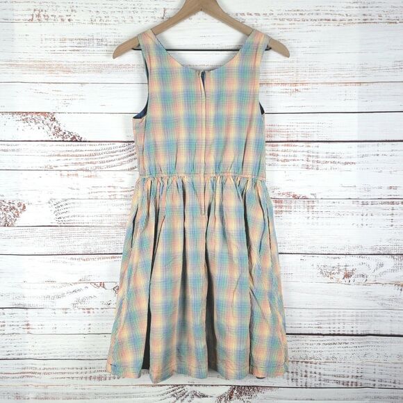 Modcloth Women S Dress Plaid Cotton Sleeveless Fit Flared Retro Pockets - Picture 6 of 10